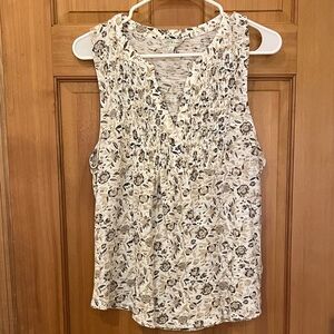 Lucky Brand Floral Sleeveless Top - Cream and Black